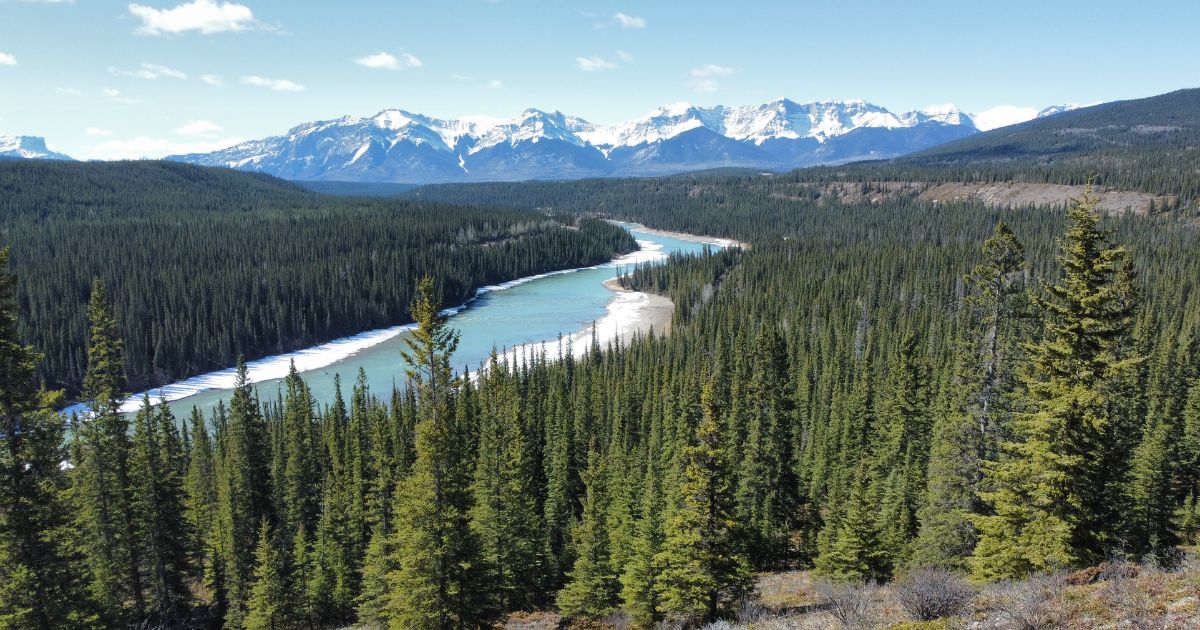 Rocheuses canadiennes et rivière de Saskatchewan